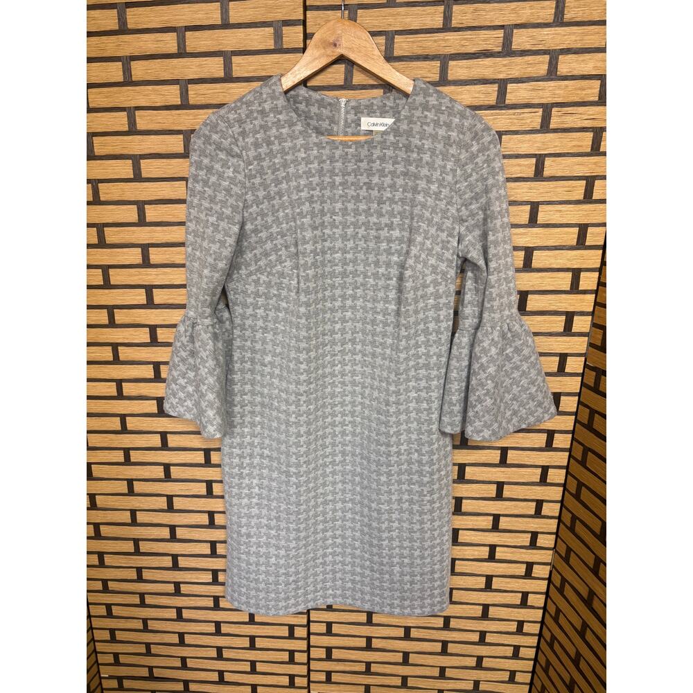 Calvin Klein Gray Houndstooth Print Dress‎ Size 6